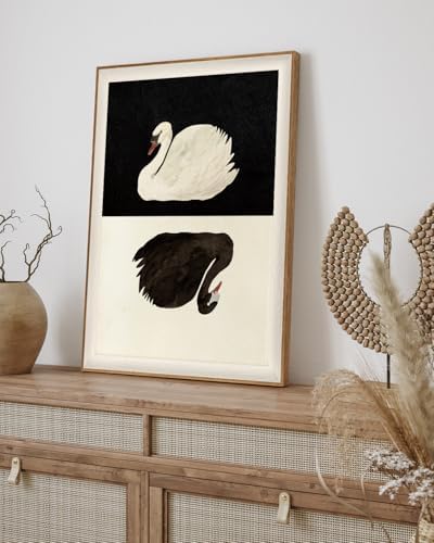VIYYIEA Framed Vintage Swan Canvas Wall Art - Image 3