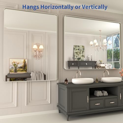 WEER Brushed Nickel Bathroom Vanity Mirror 48X36 Inch - Image 5