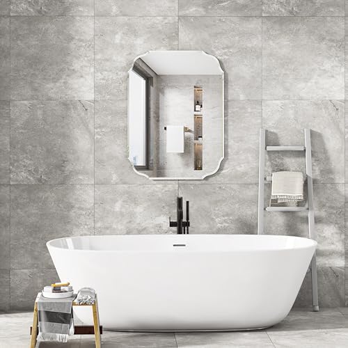 28" x 20" Silver Wall Mirror Beveled Edge Frameless Mirrors - Image 3