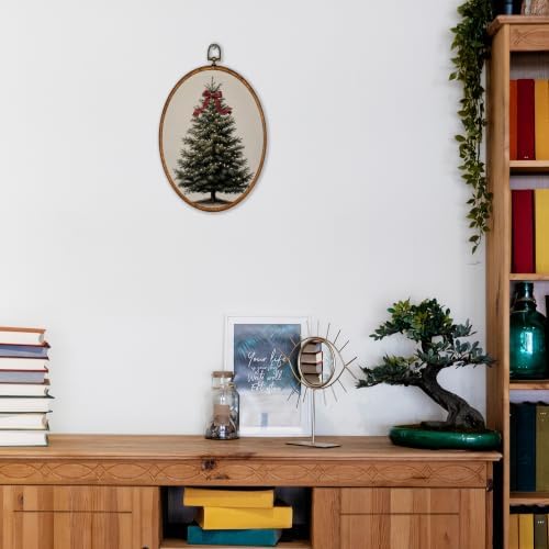 KSDUT Vintage Moody Christmas Evergreen Tree Oval Wall Art 8.6"x11.4" - Image 3