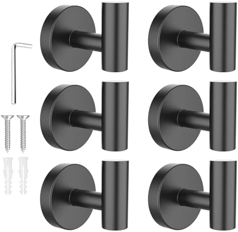 SetSail Towel Hooks for Bathrooms 6 Packs Screw-in Stainless Steel Bathroom by SetSail