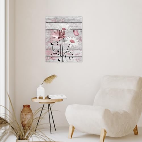 HVEST Farmhouse Pink Floral Wall Art - Image 4