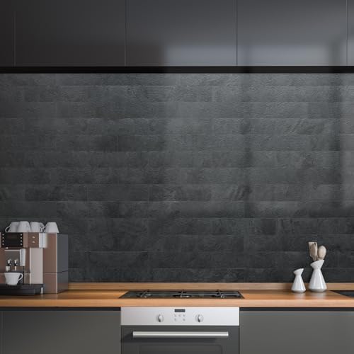 AULIGET 40-Piece Black Slate Peel and Stick Backsplash Wall Tiles, Laundry Room - Image 2