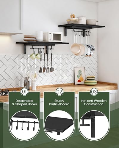 CHOEZON Wall-Mounted Pot Racks, Floating Shelves, Vintage Pot Hangers - Image 7