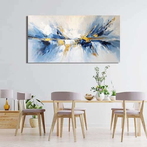 YISXINOAG Gold Blue Abstract Wall Art Modern Canvas Artwork Print 20"X40" - Image 6