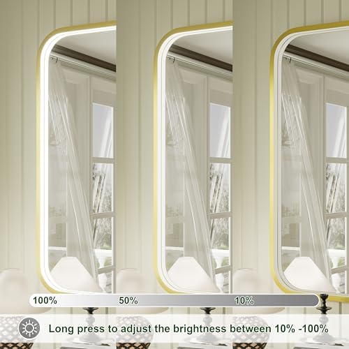 40"x30" Gold LED Bathroom Mirror - Image 3