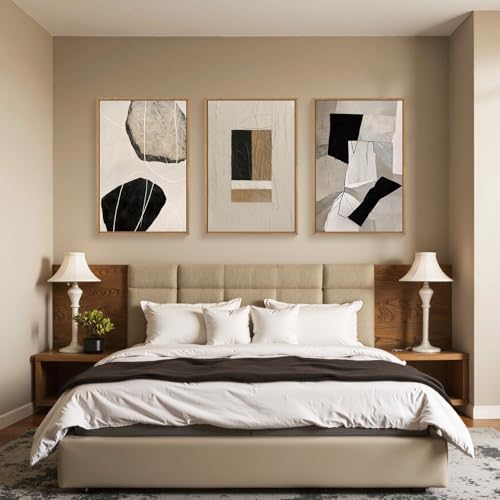 FWIEXA Modern Abstract Wall Art Set of 3, Neutral Beige Pictures Wall Decor - Image 5