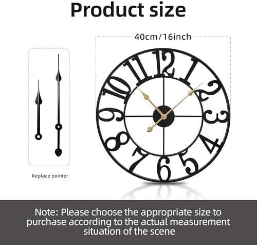 Wall Clock Battery Operated, Silent Non Ticking Modern Rustic Metal Small Clocks - Image 2