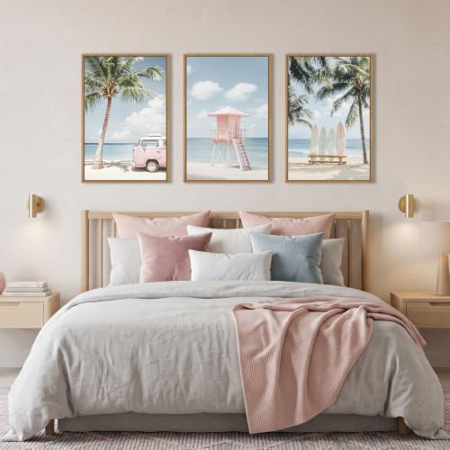 Celestdeco Large Beach Seascape Ocean Framed Canvas Wall Art Set, Modern - Image 5