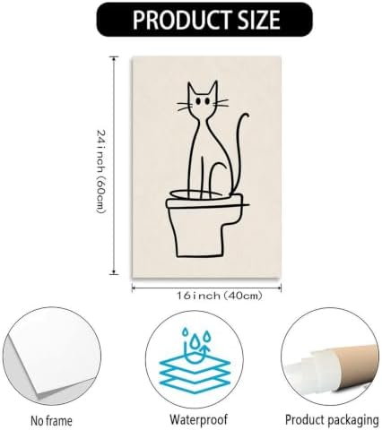 Cat Poster Minimalist Cat Sitting Line Drawing Canvas Wall Art - Image 3