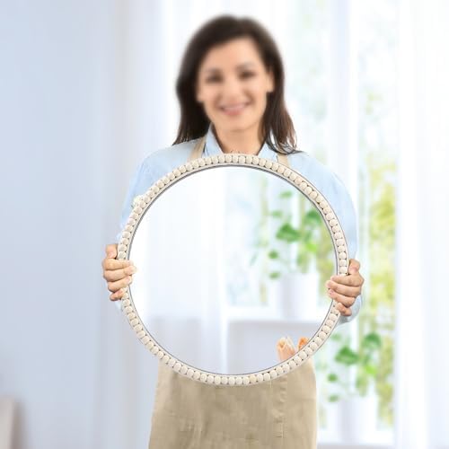 20 Inch Boho Beaded Round Mirror Wall Decor, Decorative Hanging Circle Nursery - Image 5