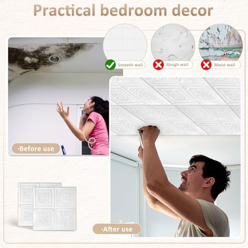 Nuanchu 40 Pcs 13.8 x 13.8 Inch Ceiling Tiles Peel and Stick - Image 4