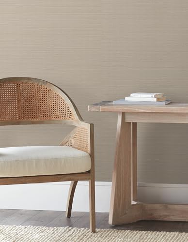 York Wallcoverings Natural Sisal Grey Peel and Stick Grasscloth Wallpaper - Image 3