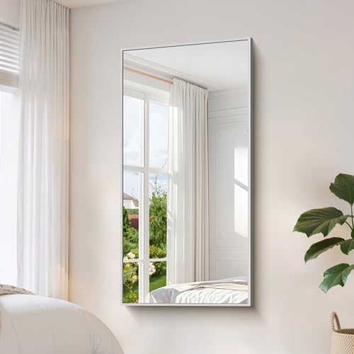YIROMAN Bathroom Mirror 60"x30", Large Brushed Silver Bathroom Mirror - Image 4