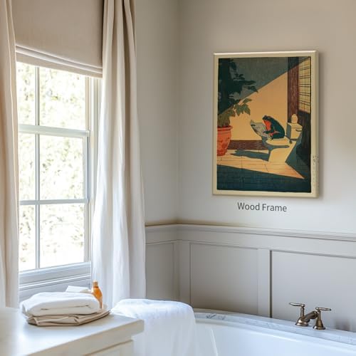 Japanese Frog Framed Wall Art Cute Animal Canvas Print Funny Frog On The Toilet - Image 3