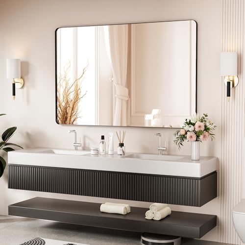 Black Bathroom Mirror 55X36 Inch Bathroom Vanity Mirror by Venusmiles