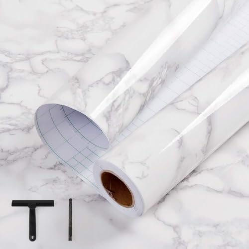White/Grey Marble Contact Paper Marble Wallpaper Peel and Stick by practicalWs