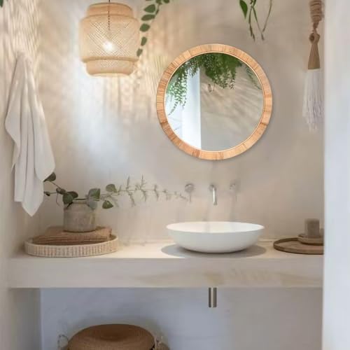 FUIN 25" Boho Chic Round Rattan Mirror - Image 7