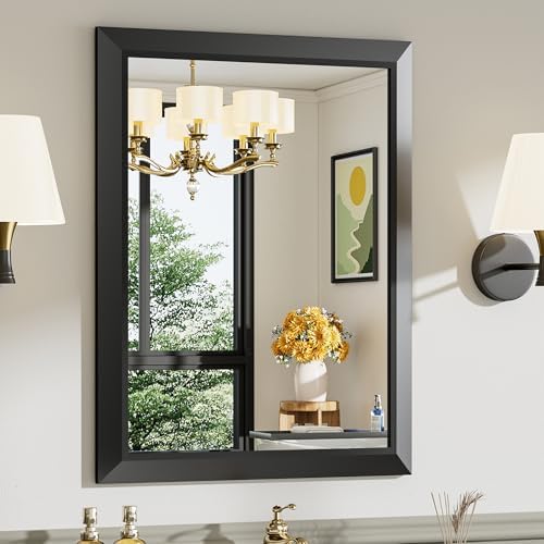 Briivue Black Metal Framed Bathroom Wall Mirror, 24x30 Inch by Briivuemodernmirrors