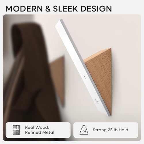 Homeforia Beachwood Coat Hooks, High-End Wood & Metal - Image 3