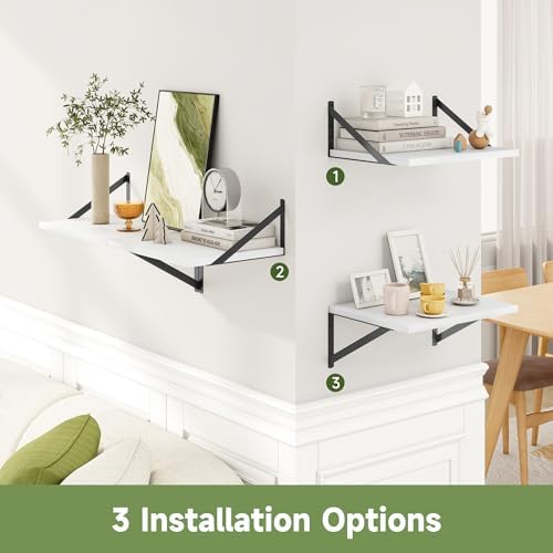 Heimlove 16W x 12D Deep Floating Shelves Set of 4 White - Image 6