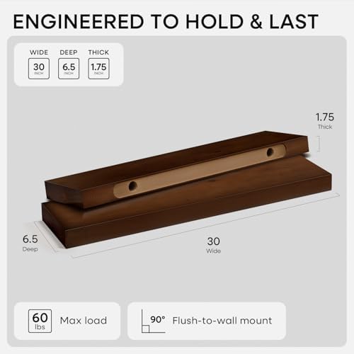 Homeforia 30 Inch Floating Shelves, High-End Solid Pine Wood - Image 2