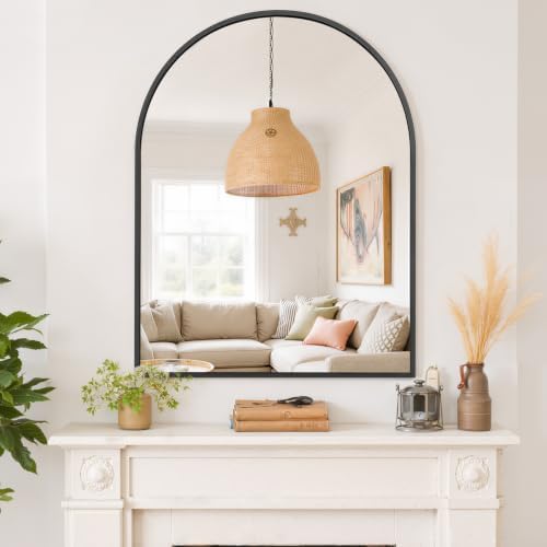 Arched Wall Mirror 40x30 Inch Black Bathroom Vanity Mirror - Image 7