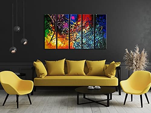 Wieco Art Colorful Abstract Heart Oil Paintings on Canvas Wall Art Ready to Hang - Image 2