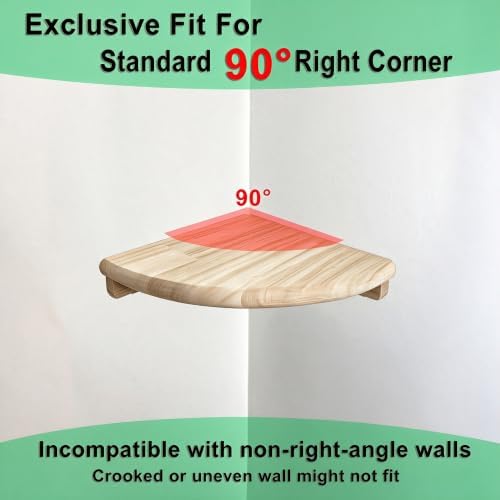 8.7" Floating Corner Shelf, Solid Wood Wall Mount - Image 3