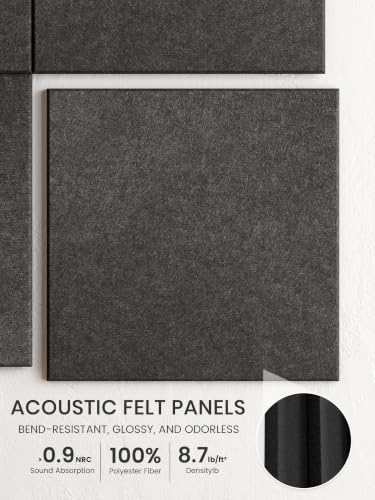 Bumusty 48"x 36" Large Felt Bulletin Board Tiles, Charcoal Gray - Image 3