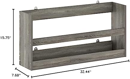 Furinno Hermite Multipurpose Wall Mounting Storage Shelf, French Oak - Image 7