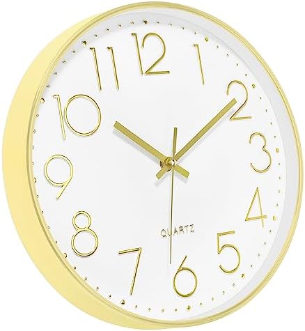 Lumuasky Gold Wall Clock 12 Inch Silent Non-Ticking Battery Operated Round - Image 3