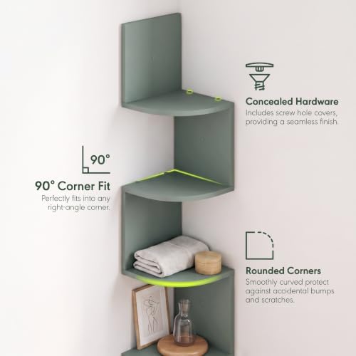 Furinno Rossi 5-Tier Corner Floating Book Shelves - Image 5
