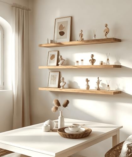 Light Wood Floating Shelves for Wall Shelf 36 Inch Set of 4 - Image 7