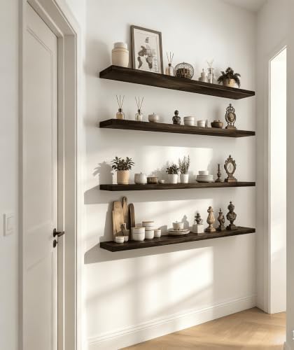 Brown Wood Floating Shelves for Wall Shelf 36 Inch Set of 4 - Image 5