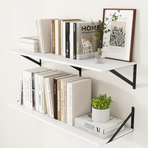 Heimlove 36W x 12D Deep Floating Shelves Set of 2 White by Heimlove