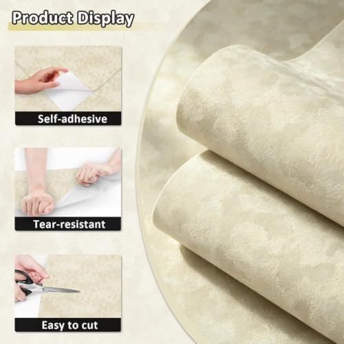 Stickyart Cream Velvet Peel and Stick Wallpaper Self Adhesive Felt Textured - Image 4