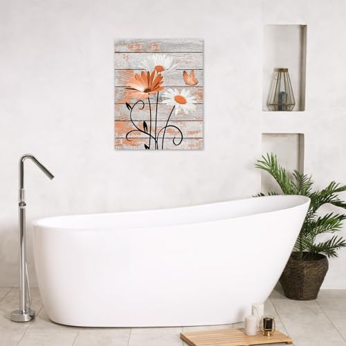 HVEST Farmhouse Orange Floral Wall Art - Image 2