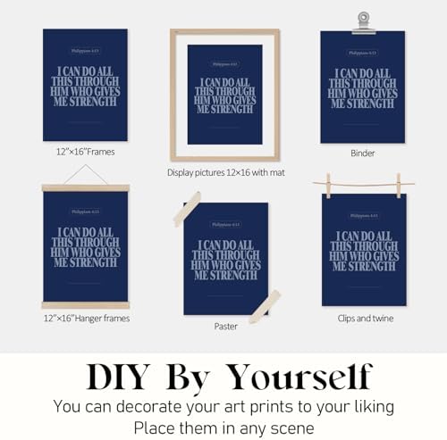Locomiss Navy Blue Christian Modern Bible Verse Wall Art Decor - Image 7