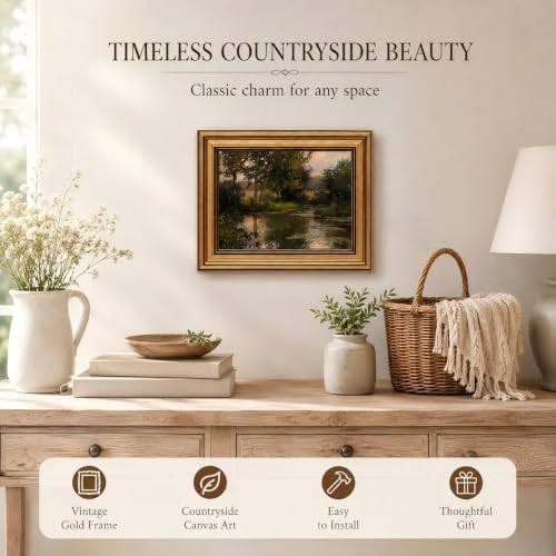 Gold Framed Wall Art, Vintage Countryside Landscape Canvas Prints – Farmhouse - Image 6