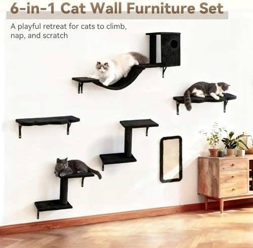 6‑in‑1 Cat Wall Shelves, Wall Mounted Cat Furniture Set - Image 7
