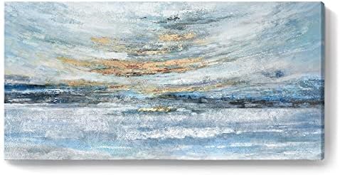 Extra Large Framed Wall Art for Living Room Light Blue Huge Canvas Print Modern - Image 3