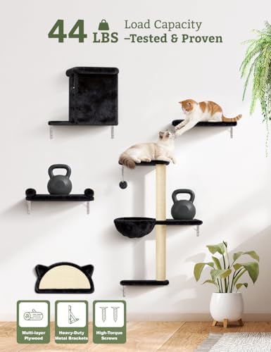 5-in-1 Cat Wall Shelves, Solid Wood Cat Wall Furniture Set - Image 4