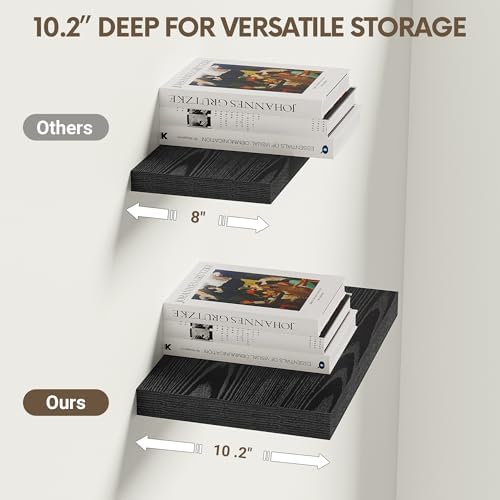 Vivelove 10x10 Inches Floating Shelves Wall Mounted Set of 2 - Image 4
