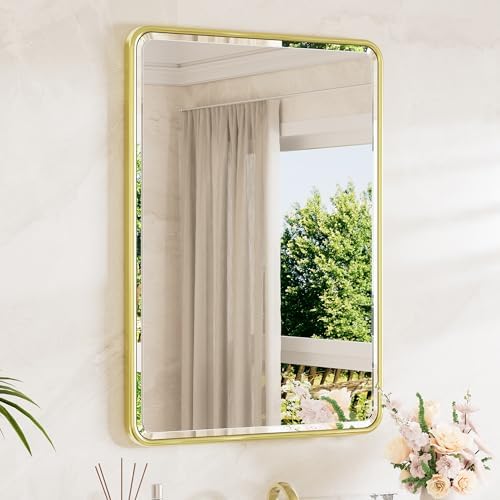 TETOTE Brushed Gold Bathroom Mirror by TETOTE