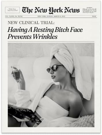 Funky Girl Preppy Aesthetic Posters Black And White Newspaper Wall Art 8x10in by Unknown