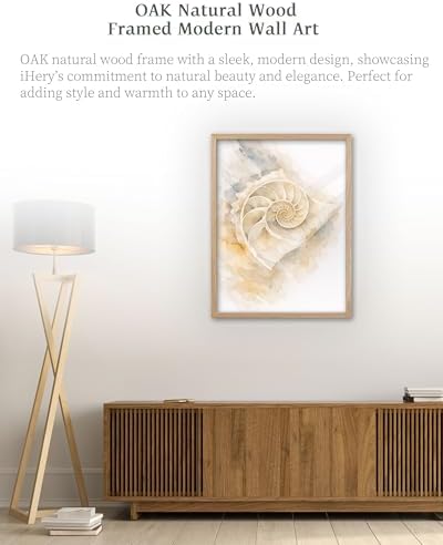 iHery 12x16in Nautilus Shell Framed Coastal Wall Art - Image 2