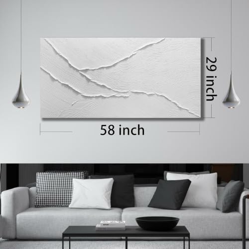 HUBOSKN Large Painting Art For Living Room White Abstract Wall Decor For Office - Image 4