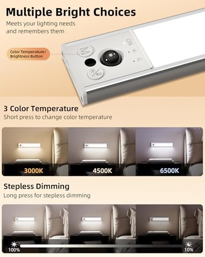 EZVALO 12inch Under Cabinet Lighting, 2 Pack 3100mAh Rechargeable Motion Sensor - Image 6