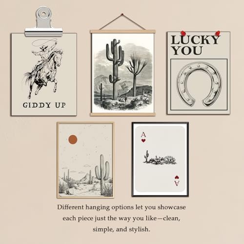 Western Cowboy Wall Art Set of 9, Vintage Cowboy Print Playing Card Canvas - Image 3
